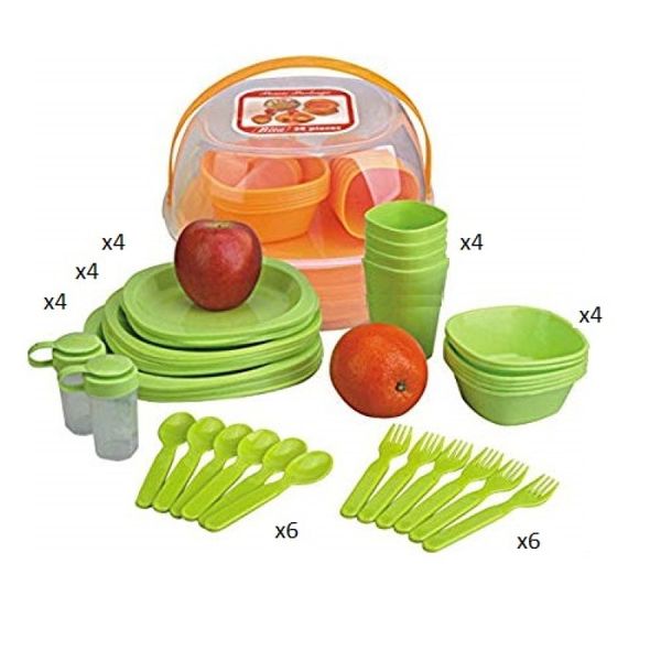 Stenson R86498 - Набір посуду для барбекю, пікніка на 4 персони, 36 предметів