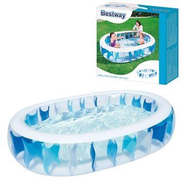 Bestway 54066 - Надувний басейн - овальний, з прозорими краями та гарними вставками