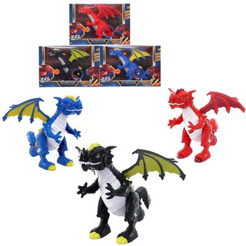 160046 - Іграшка дракон ходить, пускає пар, ричить, в червоному, синьому і чорнму кольорах