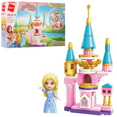 QMan 2613-4 Qman - Конструктор для дівчинки Замок Принцеси 103 деталей, фігурка принцесу в блакитному