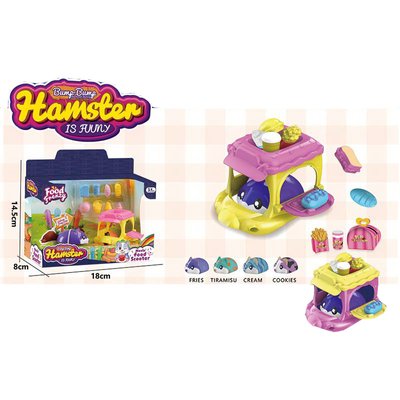 Ігровий набір "Маленькі хом'ячки Hamster" - пікнік продукти Фастфуд, візок, хом'як Y005-B