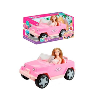 925-167, K877 - Машина Кабриолет 32 см для куклы , машина розовый джип с куклой