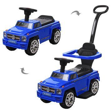 Bambi M 3597B-4 - Каталка толокар Джип синий с ручкой 2 в 1, подставка для ног, музыка, свет, M 3597B-4