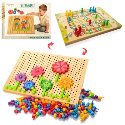 Limo Toy 1218 - Детская деревянная развивающая игра 2 в 1 - Мозаика и игра - ходилка, 1218