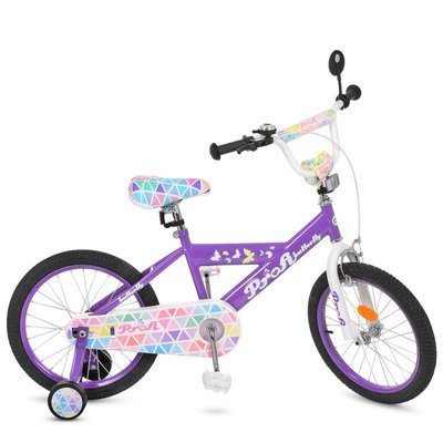 Y18132 - Дитячий двоколісний велосипед для дівчинки PROFI 18 дюймів, колір фіолетовий, Y18132 Butterfly