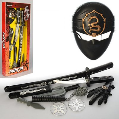 333-57 - Детский игровой набор нинзя - меч, сюрикены, перчатка, маска, метательный кинжал, 333-57