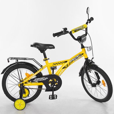 T1432 - Детский двухколесный велосипед для мальчика PROFI 14 дюймов желтый, Racer T1432