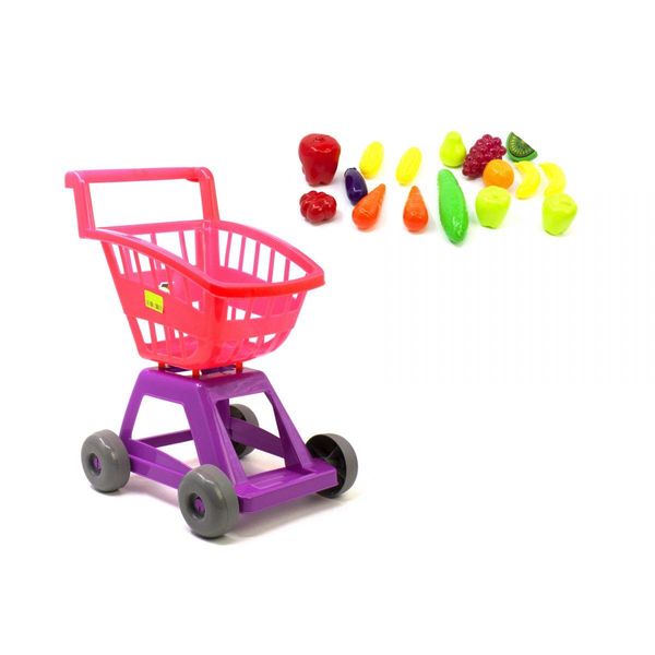693 - Дитячий ігровий візок із продуктами, гра супермаркет, візок із кошиком для катання та іграшок, 693