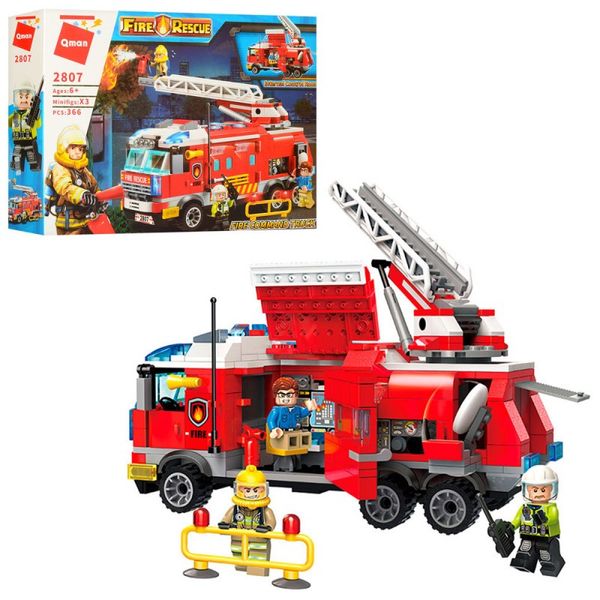 Конструктор Пожежний, велика пожежна машина, пожежні рятувальники, 366 деталей 811584599 фото товару