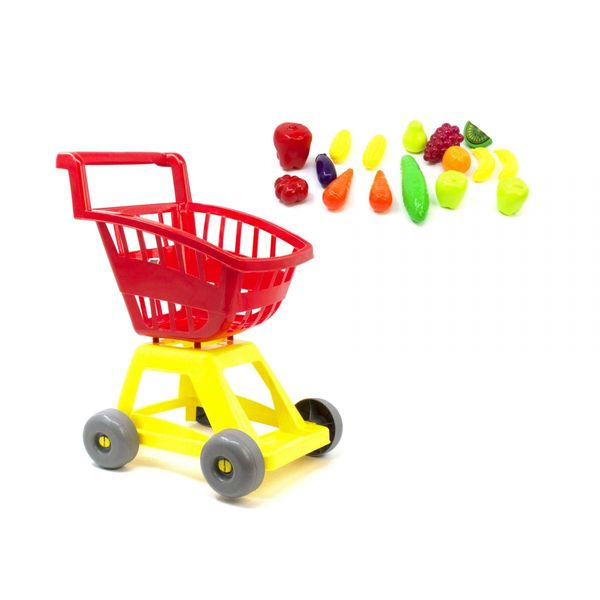 693 - Дитячий ігровий візок із продуктами, гра супермаркет, візок із кошиком для катання та іграшок, 693