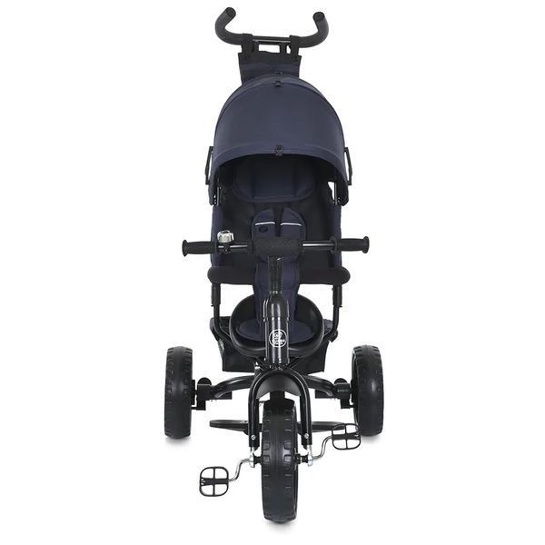 TURBO TRIKE MT 1005-9 - Дитячий 3-х колісний велосипед коляска для малюків з ручкою, капюшоном, синій
