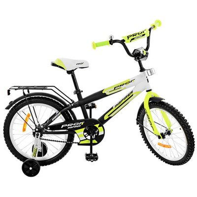 G1854 - Детский двухколесный велосипед PROFI 18 дюймов черно - бело - салатовый, G1854