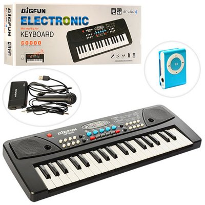Дитячий синтезатор, 37 клавіш, мікрофон, запис, 8 тонів, USB заряджання. MP3 плеєр BF-430C4 б
