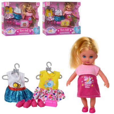 8253 - Ігровий набір маленька лялька пупс із набором платтів і туфель, дочка барбі 13 см