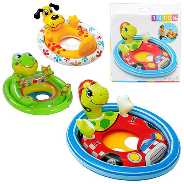 Intex 59570 - Дитячий надувний круг — плотик, 3 різновиди — жаба, черепаха, собачка, 59570