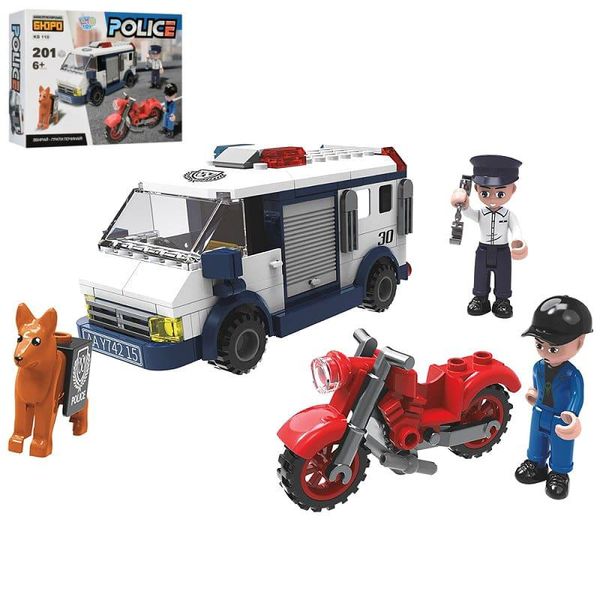 Sluban KB 118, 0652 - Конструктор поліція, поліцейська машина, мотоцикл, фігурки, 201 деталей