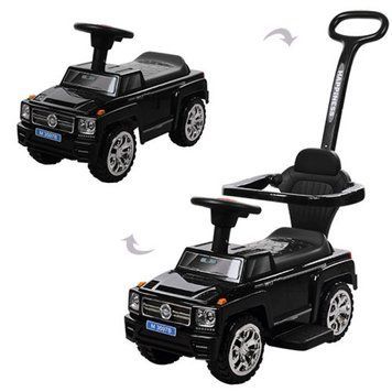 Bambi M 3597B-2 - Каталка толокар Джип черный с ручкой 2 в 1, подставка для ног, музыка, свет, Bambi M 3597B-2