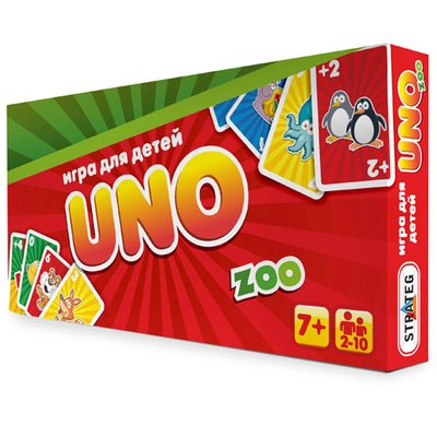 55 - Настільна гра Уно "UNO: Дитяча ZOO", в коробці 28-14,5-3 см