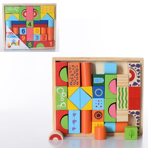 Limo Toy MD 1633 - Дерев'яна гра для малюків - конструктор містечко - 2 види (з цифрами, фігурами)