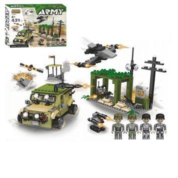 Kids Bricks (KB) CQ 002 - Конструктор - воссоздание сражения - захват укрепрайона, с самолетом, военным внедорожником, - 431 деталь