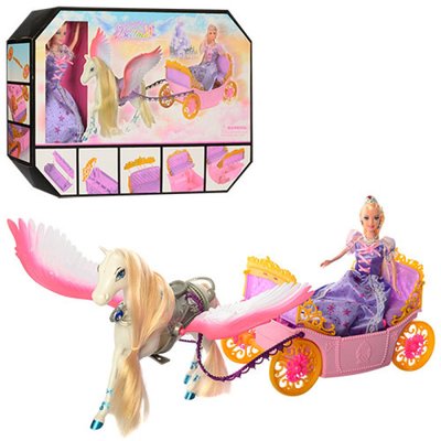 Подарунковий набір Карета з конем і лялькою, кінь з крилами, 68021 68020