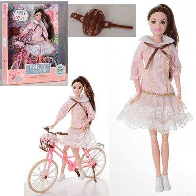 Лялька на велосипеді Emily (емілі з велосипедом), лялька 30 см шарнірна, велосипед QJ077