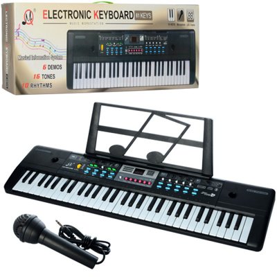Детский синтезатор 61 клавиша, микрофон, запись, 16 тонов, 10 ритмов, USB вход MQ601-605UFB