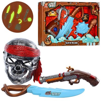 Дитячий ігровий набір пірата зі зброєю (світиться в темряві), гаком і аксесуарами, B6608-3-6 B6608-3-6