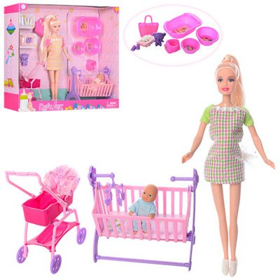 Defa 8363 - Лялька Дефа вагітна, пупс, ліжечко, коляска, аксесуари