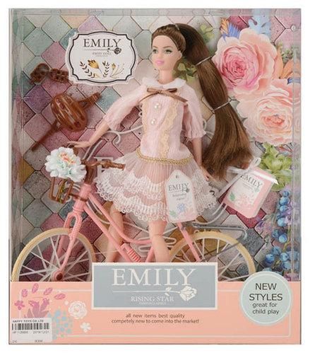Країна іграшок QJ077 - Лялька на велосипеді Emily (емілі з велосипедом), лялька 30 см шарнірна, велосипед