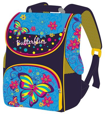 988630 - Ранец (рюкзак) - короб ортопедический для девочки - Бабочки, размер Smile 988630