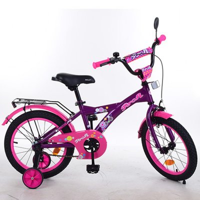 T1663 - Дитячий двоколісний велосипед PROFI 16 дюймів для дівчинки фіолетово-рожевий, T1663 Original girl