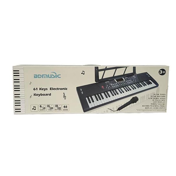 BD-601|602 - Дитячий синтезатор (орган, піаніно) на 61 клавіш, мікрофон, USB зарядний.