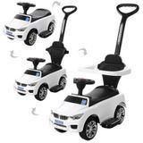 Bambi M 3503B-1 - Каталка толокар Машина біла варіант 1 з ручкою 2 в 1, підставка для ніг, музика, світло, Bambi M 3503B-1