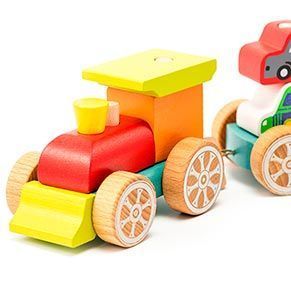 Cubika 13999 - Дерев'яна розвиваюча іграшка для малюка - паровозик з машинками, дерев'яний поїзд