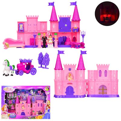 Замок принцеса та принц, меблі, карета, музика, світло, ігровий набір замок із фігурками SG-2964