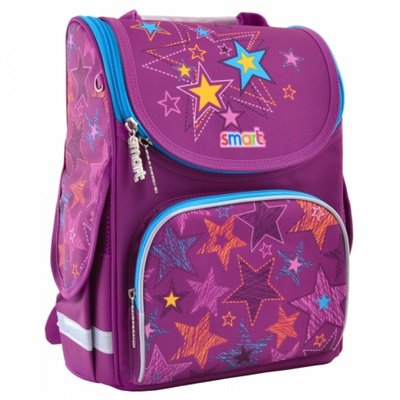 555918 - Ранець (рюкзак) — каркасний шкільний для дівчинки фіолетовий — Зірки, PG-11 Smart 555918
