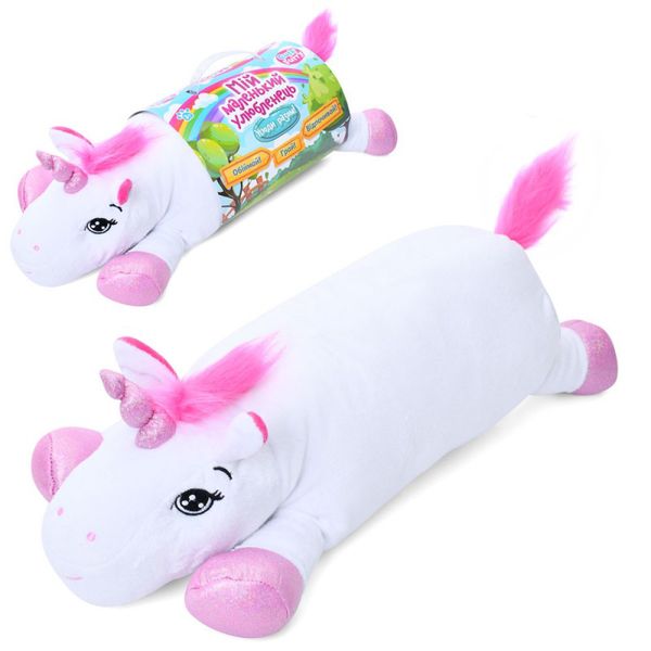Limo Toy M 5792 - М'яка іграшка Поні Єдиноріг подушка - батон обнімашка 45см, довга іграшка обіймусь