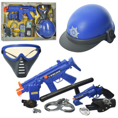 33710-33730 - Детский игровой набор полиции - маска, автомат, каска, наручники, набор полицейского с каской, 33710-33730
