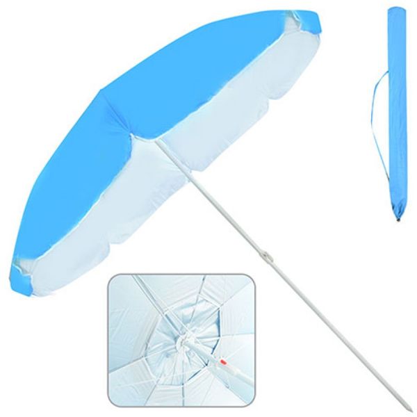 Пляжна парасолька — блакитна, 2 м у діаметрі, антивітер, MH-2060 MH-2060