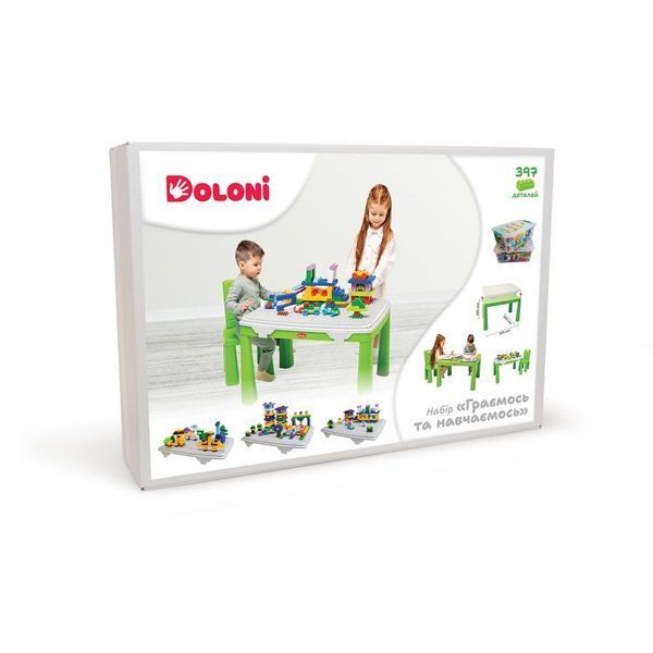 Doloni 04660 - Детский столик со стульчиком и конструктором 2в1 для игр, рисования, лепки или конструктора