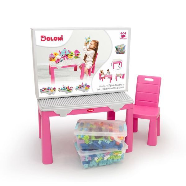 Doloni 04660 - Детский столик со стульчиком и конструктором 2в1 для игр, рисования, лепки или конструктора