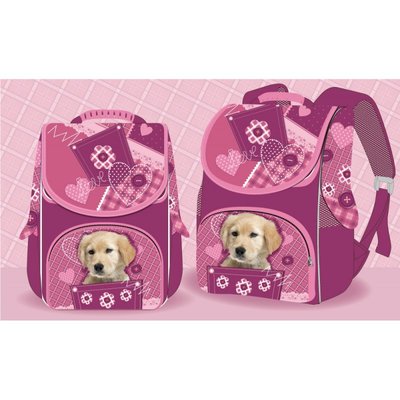 Space 988759 - Ранец (рюкзак) — короб ортопедичний для дівчинки — Собачка, стильний рожевий, Space 988759
