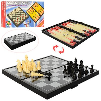 1819, 2029 - Дорожній набір ігор магнітний 3 в 1 шахи, шашки, нарди.