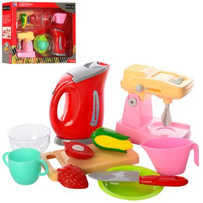 58000-9 - Детский Игровой набор кухонной бытовой техники, чайник, миксер, посуда, продукты