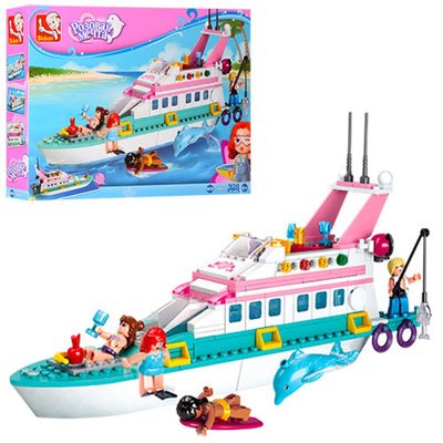 Sluban 0609 - Конструктор для девочек Розовая мечта Подружки - Море, отдых, яхта, дельфин