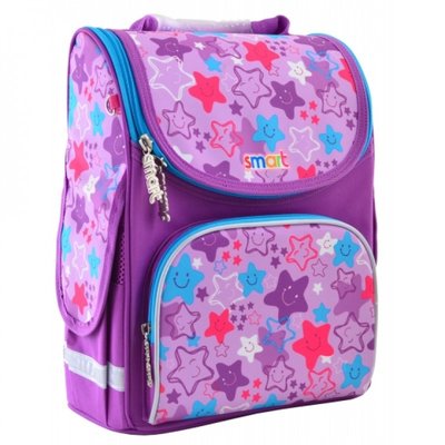 555914 - Ранець (рюкзак) — каркасний шкільний для дівчинки фіолетовий — Кумедні Зірки, PG-11 Smart 555914