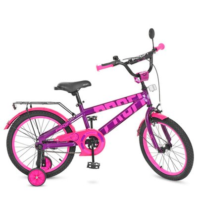 T18174 - Детский двухколесный велосипед для девочки PROFI 18 дюймов, цвет розовый с фиолетовым, T18174 Flash