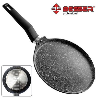 Besser 10247 - Сковорода для млинців 25 см, лита алюміній, антипригарне покриття "Stone", індукційне дно