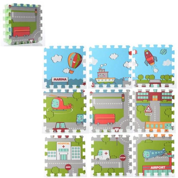 MR 0588 - Дитячий килимок для підлоги, збирається з 9 частин, матеріал EVA - транспорт